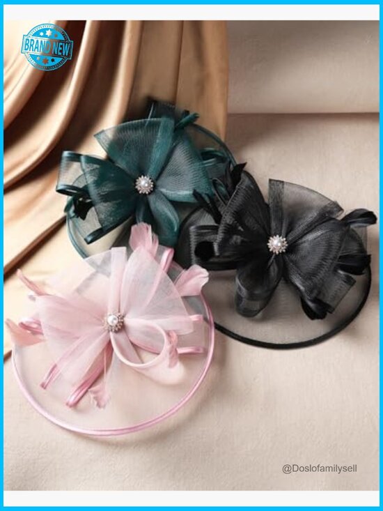 Vintage Feather Mesh Fascinator Tea Party Derby Hat with Clip Headband Versatile